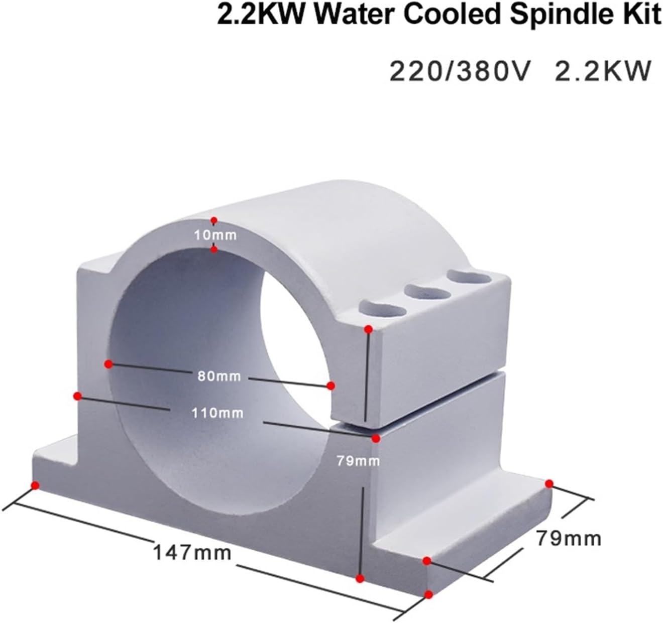 2.2kw ER20 water cooled spindle kit 2.2kw & inverter & 80mm bracket & 80w water pump(220V,3pcs Steel Bearing)