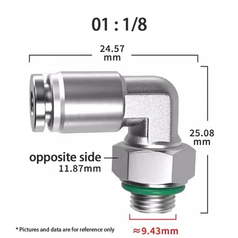 10Pcs 304 Stainless Steel Pneumatic Connector PL 1/8" 1/4" 3/8" 1/2" External G Thread Pneumatic Fitting Elbow Connecting Pipe(PL6-G03) Brass Hose
