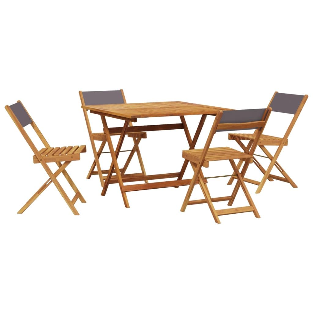 Meuble de salle à manger de jardin de qualité en bois massif et tissu anthracite 5 pcs