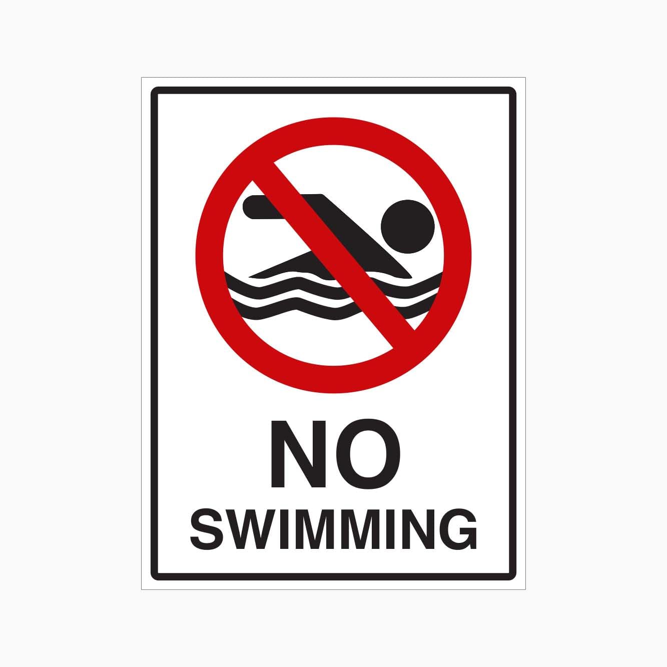 NO SWIMMING Sign, 12x8 Metal Tin Sign, general swimming ban for public water areas.