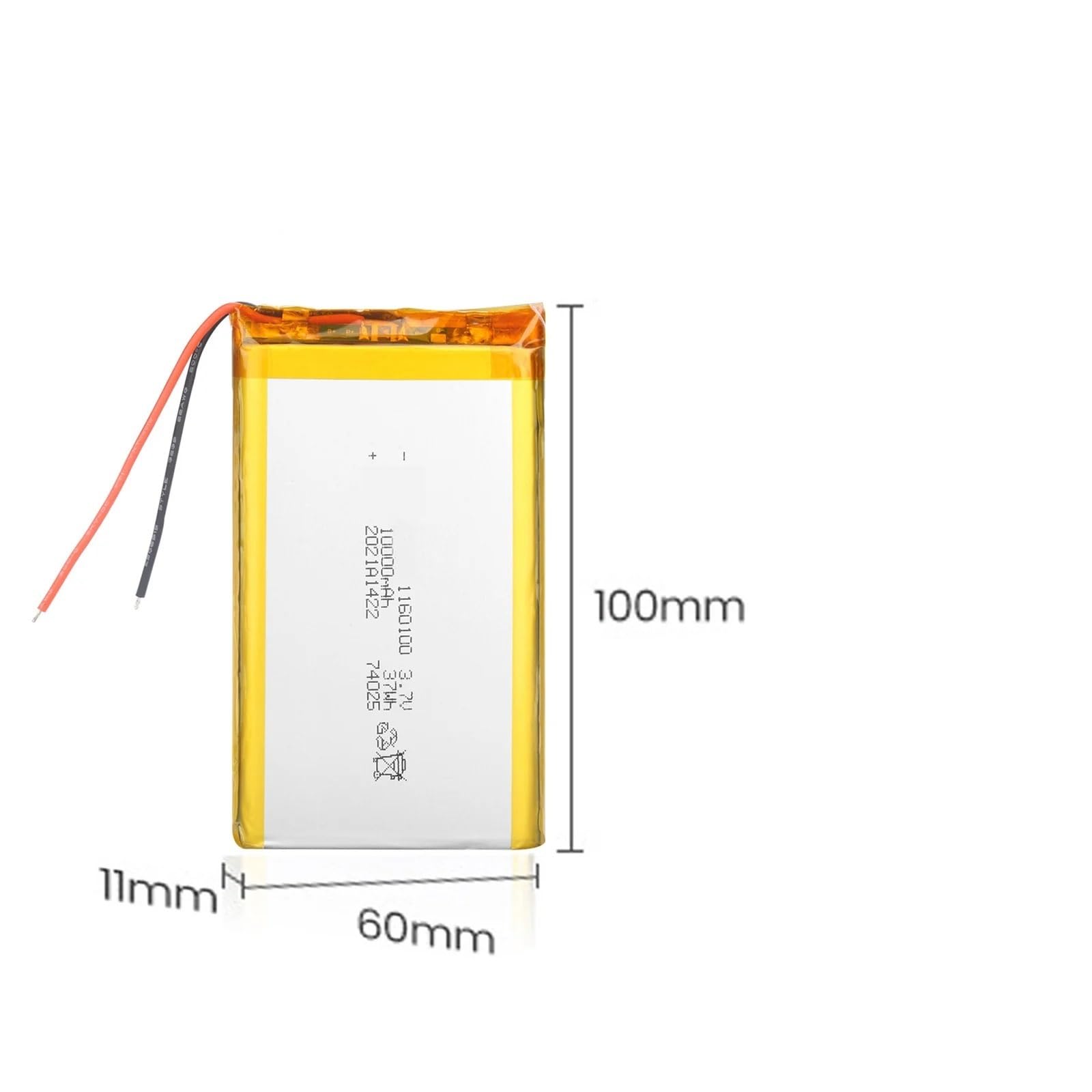 1160100 10000 mAh 3,7 V, 1/2/3/4 pièces(2pcs)