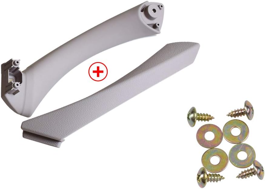 Side Door Handles Outer Cover Set for B-MW 3 Series,Inner Door Handle Pull Strap Grab Cover Side Left Door Armrest Bracket for B-MW E90 E91 316 318 320 325 328 330 335 (Left, Grey)
