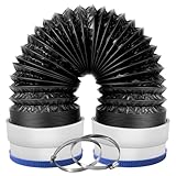 Builimeer 4Inch Flexible Dryer Vent Hose, 8FT 6-Layer Aluminum Dryer Duct with Rubber Seals Connectors, Heat-Resistant Exhaust Hose for Tight Spaces, Universal Dryer Vent Ventilation Kit with 2 Clamps