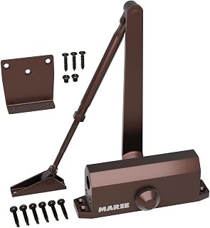 MARIE Türschließer Automatischer Obentürschließer Hydraulischer für Innentür & Außentür, Federtürschließer Puffer Geschlossen Residential & Kommerziell (Braun, Mit Feststellfunktion)