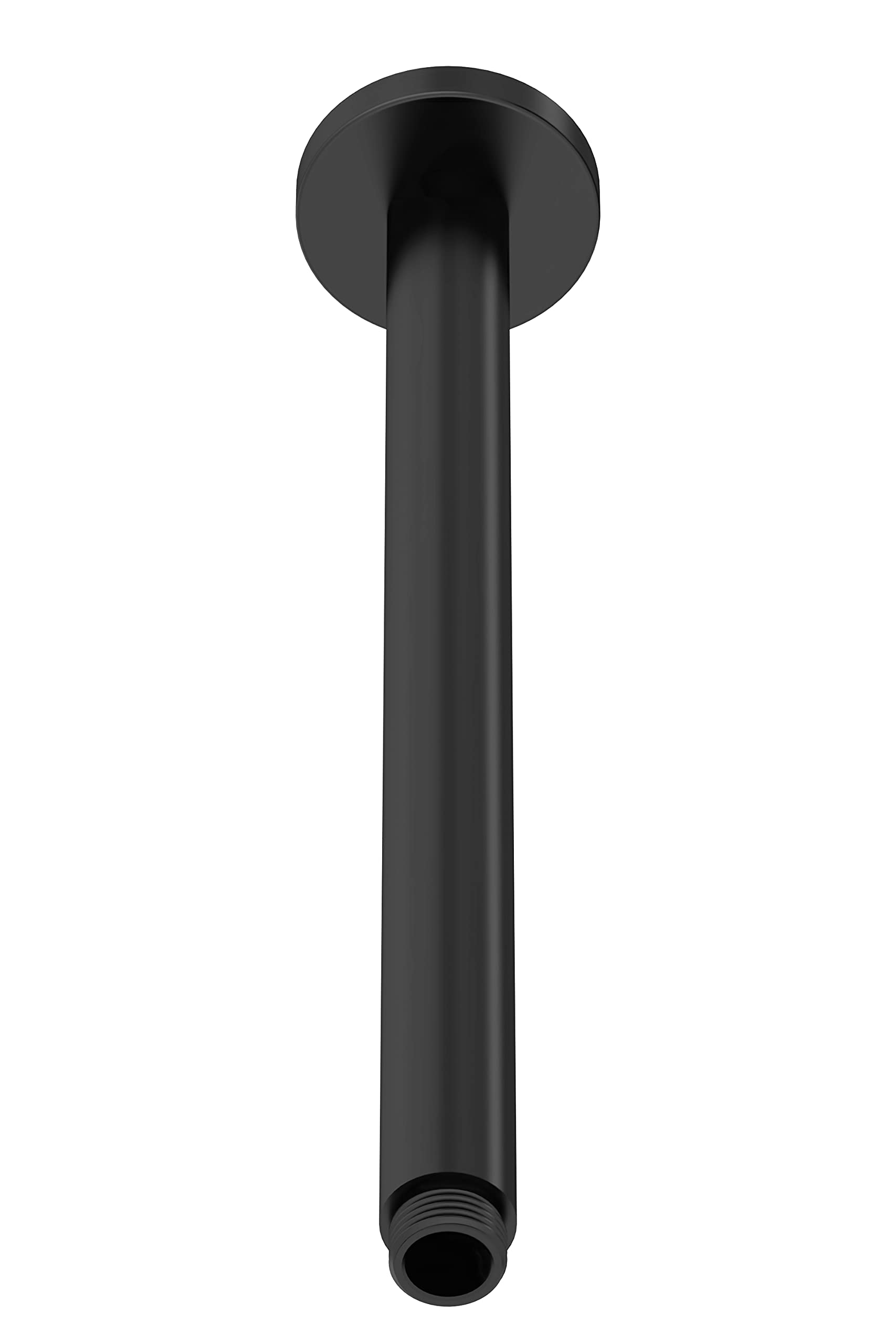 nuie Matt Black Round Ceiling Mounted Shower Arm - 300mm