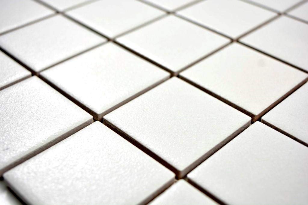Azulejos de mosaico de cerámica, cerámica, color blanco, azulejos de baño, plato de ducha, 10 alfombrillas de mosaico