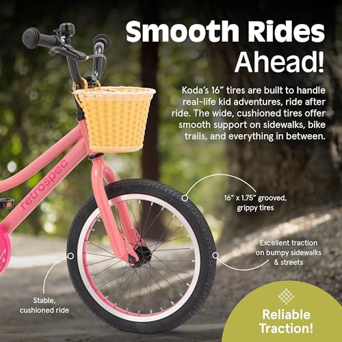 Image of Retrospec Koda Plus Kids Bike for Boys & Girls Ages 4-6 Years - 16 inch Children's Bicycle, Adjustable Seat & Handlebars