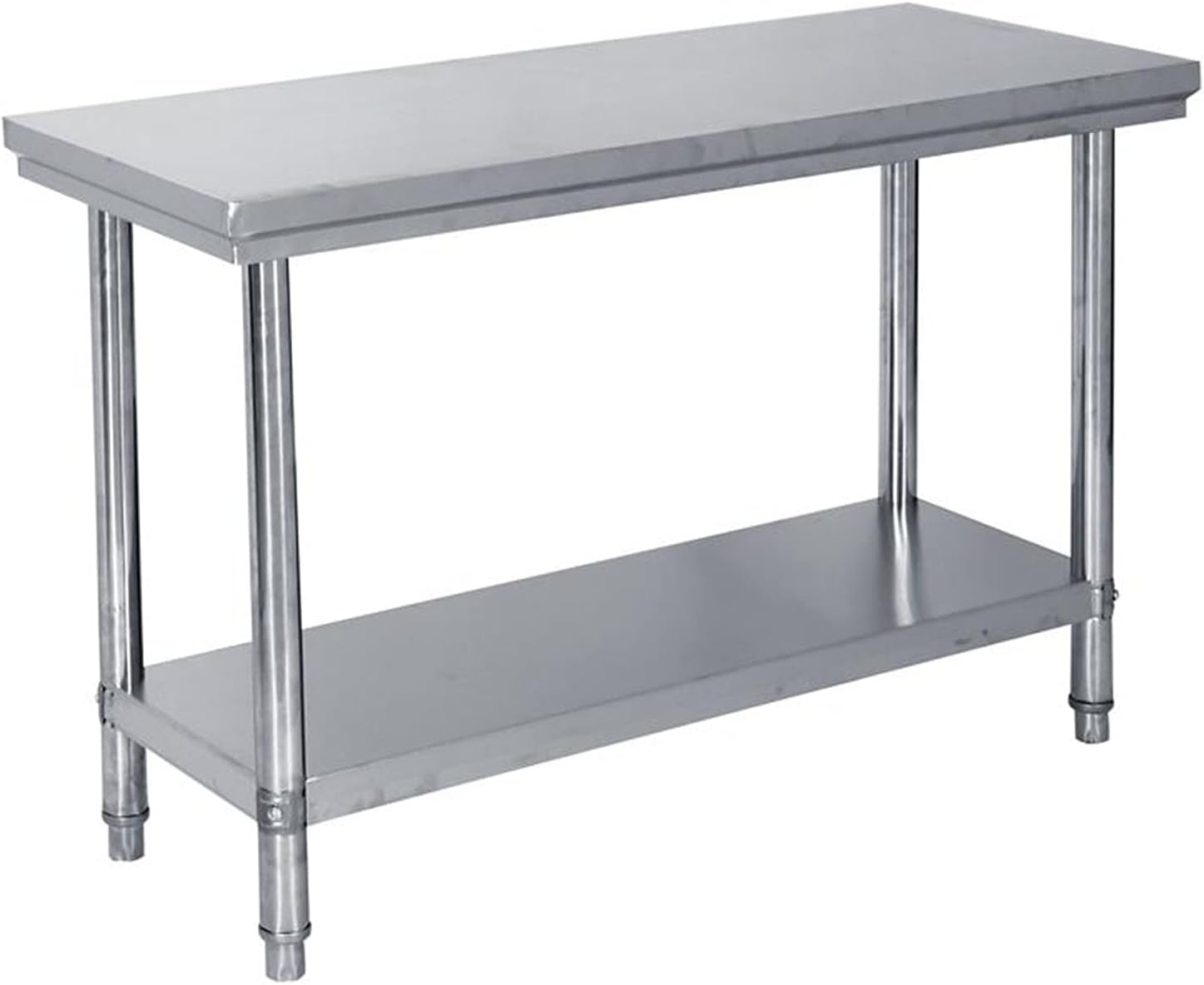 Commercial Work Table Stainless Steel Prep Table Heavy Duty Table with Undershelf and Adjustable Feet for Kitchen Restaurant Rack,Metallic,80X60X80Cm