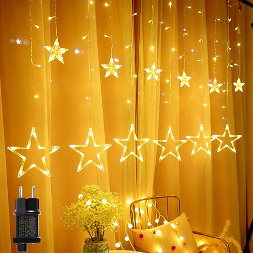 Kimuwote Lichterkette Sterne mit 12 LED Sternen, 138 LED Fenster...