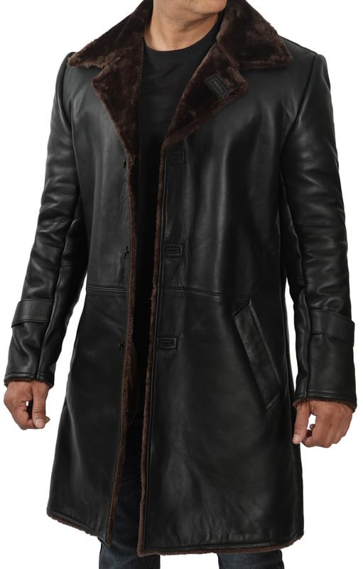 Decrum Men Leather Shearling Coat - Casual Real Lambskin Leather Coats for Men2