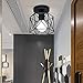 Imagen de Artpad Vintage Loft Jaula de hierro negro Lámpara de techo LED 5W Luz de metal nórdico con luz blanca para cocina Dormitorio Balcón Barra de pasillo E27 Luminaria de techo geométrica