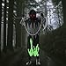 Halloween Grim Reaper Costume with Glowing Red Eyes for Kids, Glow in the Dark Phantom Costume with Scythe Chain Gloves