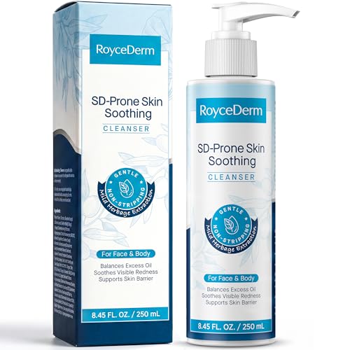 Roycederm Seborrheic Dermatitis Face & Body Wash - Foaming Daily Face Wash for SD-Prone and Psoriasis-Prone, Oily, Flaky, Redness-Prone and Sensitive Skin - Fragrance-Free, 8.45 Fl Oz