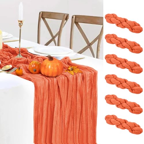 6-Pack-Orange-Cheesecloth-Table-Runner-Gauze-Table-Runner-10FT-Long-Semi-Sheer-Table-Runner-Rustic-Wedding-Table-Decor-for-Boho-Wedding-Decor-Arch-Draping-Bridal-Shower-Thanksgiving-Decor 6 Pack Orange Cheesecloth Table Runner Gauze Table Runner 10FT Long Semi Sheer Table Runner Rustic Wedding Table Decor for Boho Wedding Decor Arch Draping Bridal Shower Thanksgiving Decor