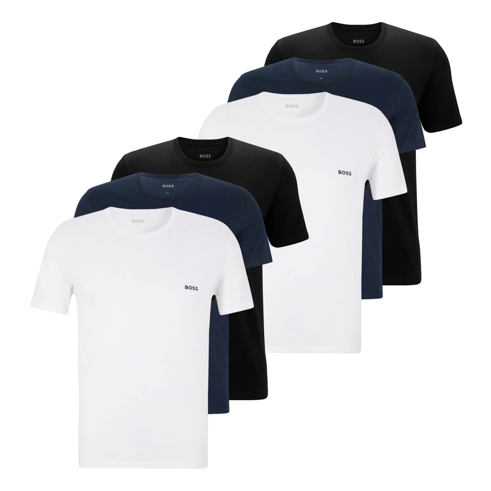 BOSS Men's Classic T-Shirts, Short Sleeve Shirts, Pure Cotton, Crew Neck, Pack of 6, XXL