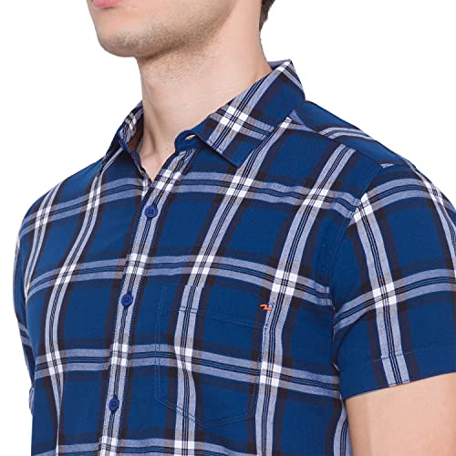 Image of Spykar Men's Slim Shirt (8907966635388 Teal Blue 2XL)