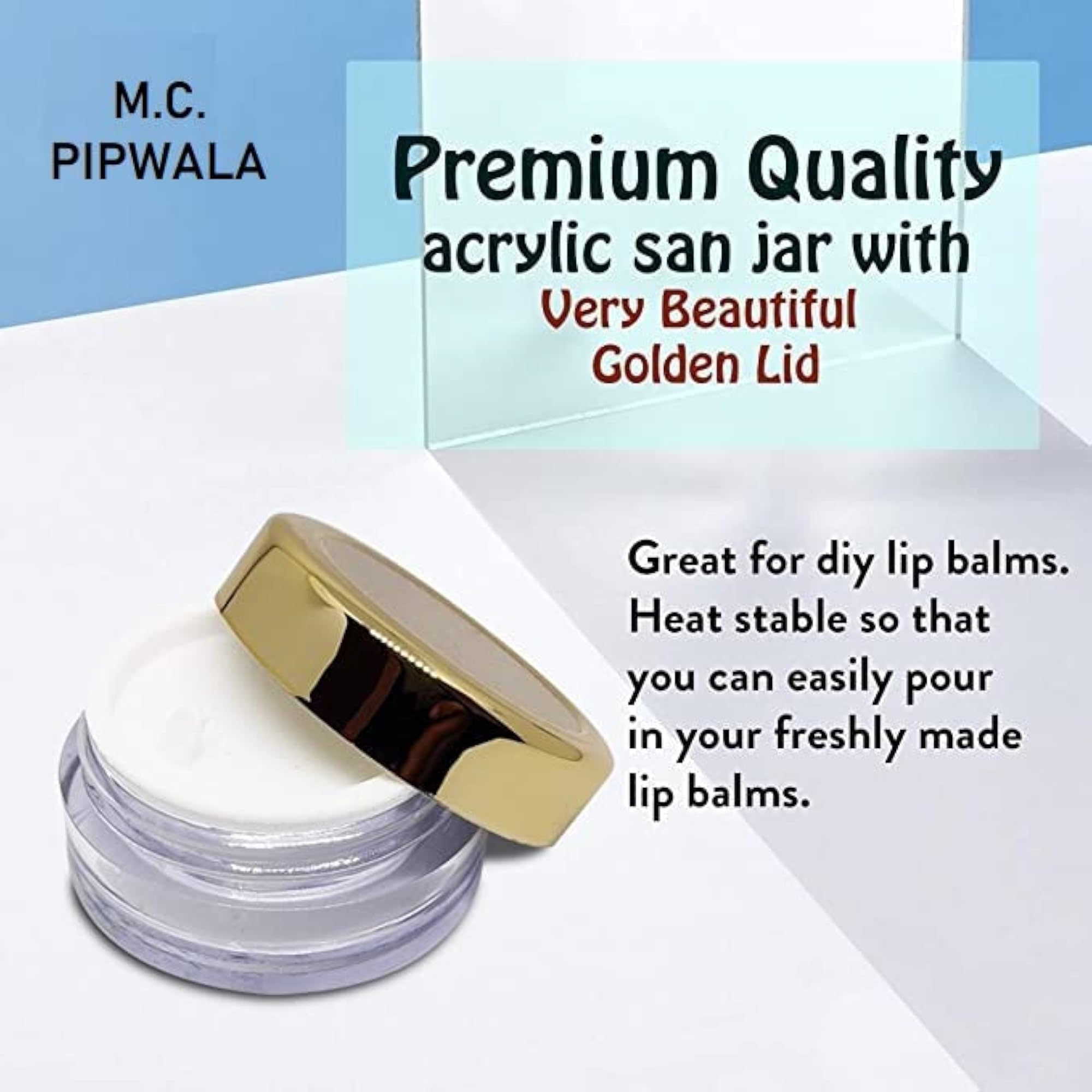 10 GM Empty Acrylic Jar Cosmetic Container with Gold Lid
