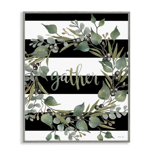 Gather Calligraphy Botanical Wreath, 16 x 20 Inch Framed Giclée Print