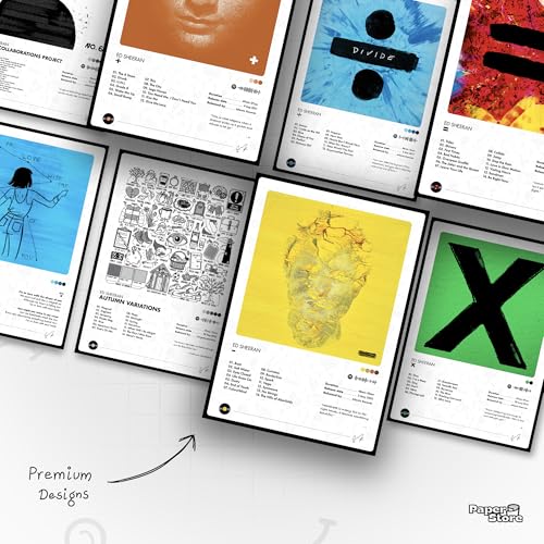 Image of Thepaper9store Pack of 8 - Ed Sheeran Music Album Art Wall Posters (8.4 x 12 Inch) Adhesive Tape Included | Aesthetic Wall Decor for Bedroom, Living Room, Office