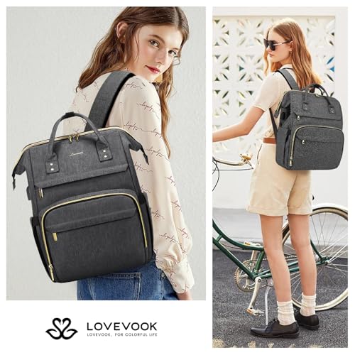 Image of LOVEVOOK Laptop Backpack for Women,17 Inch Professional Womens Travel Backpack Purse Computer Laptop Bag Nurse Teacher Backpack,Waterproof College Work Bags Carry on Back Pack with USB Port