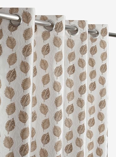 Image of DEVSANG Polyester Curtains 9 Feet Long Set of 3, Beige