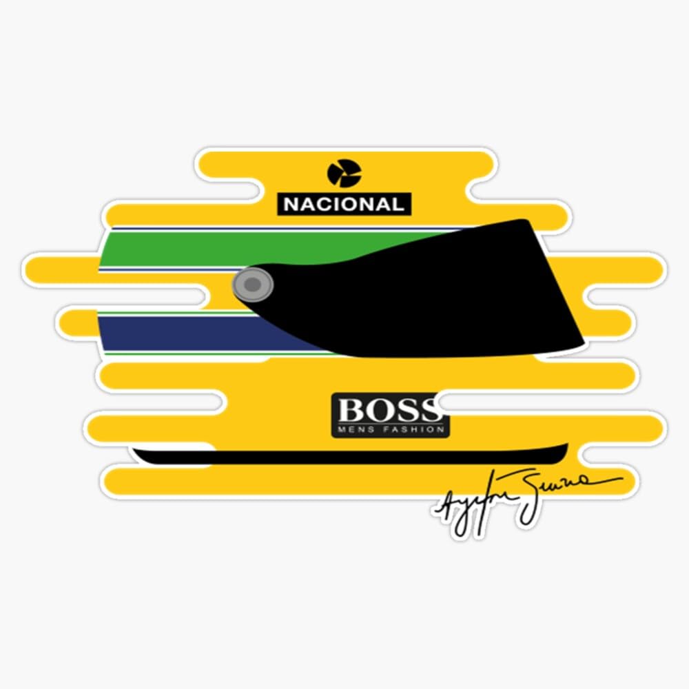 Ayrton Senna Formula 1 Helmet Tribute Window Bumper Sticker Decal 5"