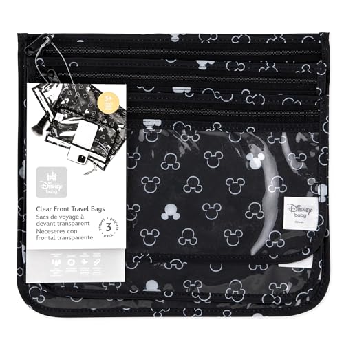 Bumkins Disney Travel Bag, Toiletry, TSA Approved Pouch, Zip Bag, Quart Size Airline Compliant, Clear-Sided, Baby, Diaper Bag Organization, Accessories, Packing, Set of 3 Sizes, Mickey Mouse Icon - Thumbnail 6