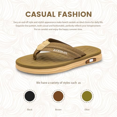 Image of Mens Sandals Arch Support Comfortable Beach Slides with Adjustable Buckle Straps Slippers for Men