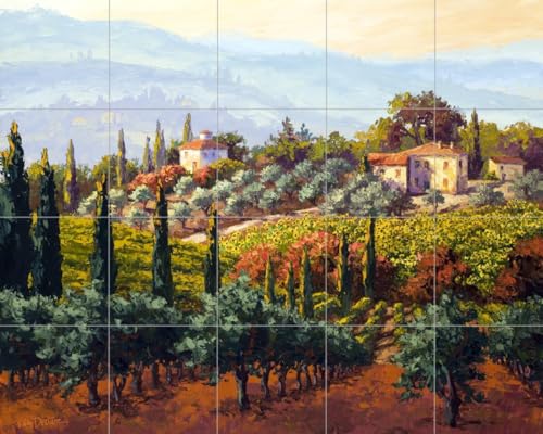 Ceramic Backsplash Tile Mural Tuscany Scene Tuscan Italian Theme Kitchen/Bathroom - Fabulous Fields - Erin Dertner