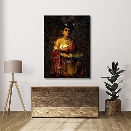 Image of Sikhash Raja Ravi Varma Canvas Paintings Classic Art The Maharani of Travancore, Indian Art, Famous Artist, Wall Painting for Living Room, Bedroom, Office, Unframed, Multicolor Fabric (Size - 23x17 inches (58x43 cms) 320 GSM, Pack of 1)
