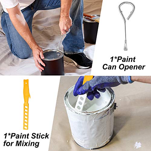 YATTICH Deluxe Paint Roller Kit - 14 Pieces Home Painting Supplies Tools, Foam Brush, House Painting Tray, Rollers and Paint Brushes, Paint Stick, Can Opener