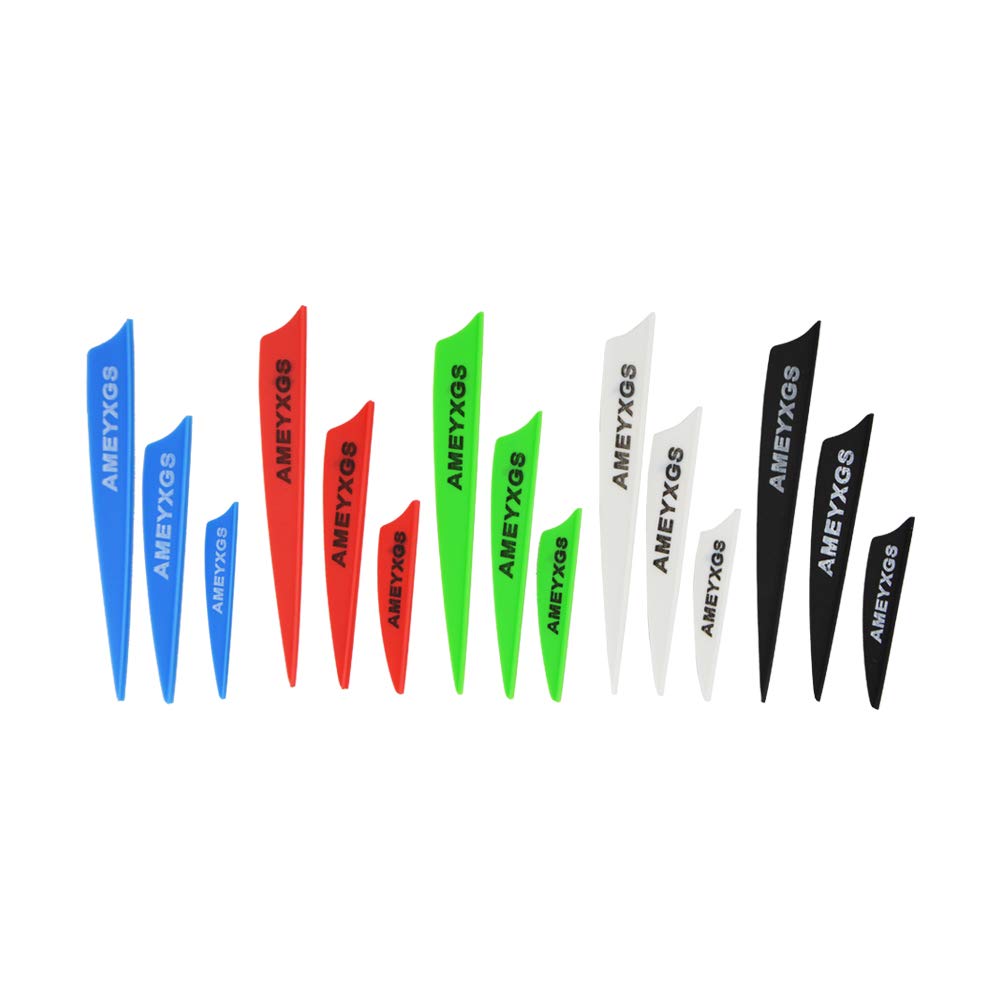 wolfman 100 Pack Arrow Vanes Rubber Feather 2/3/4 inch Shield Teardrop Arrow Feather Plastic Arrow Vane for DIY Hunting Archery (3 inch, shield red)