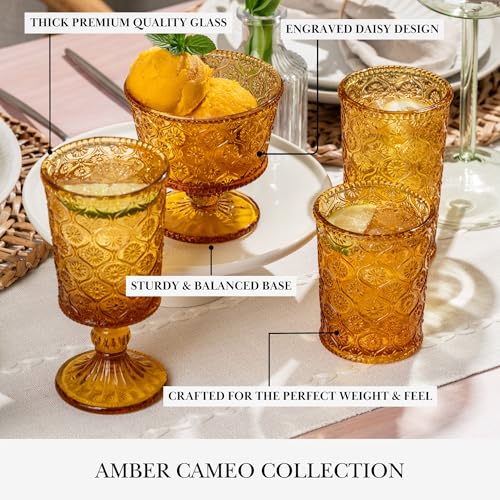 Set de 4 vasos vintage Qualia Glass ámbar 9 oz miniatura 3
