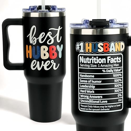 TSIMPLE Father’s Day Gifts for Husband From Wife, Best Hubby Ever 40 Oz Black Stainless Steel...