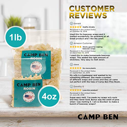 Camp Ben Pine Rosin - Tree Resin - Making Beeswax Cloth Food Wraps, Gum Nugget Rock Form, Natural Grade Hand Grip Enhancer, Baseball, Softball, Rodeo Rough Bucking Stock, Bull Riding - Thumbnail 5