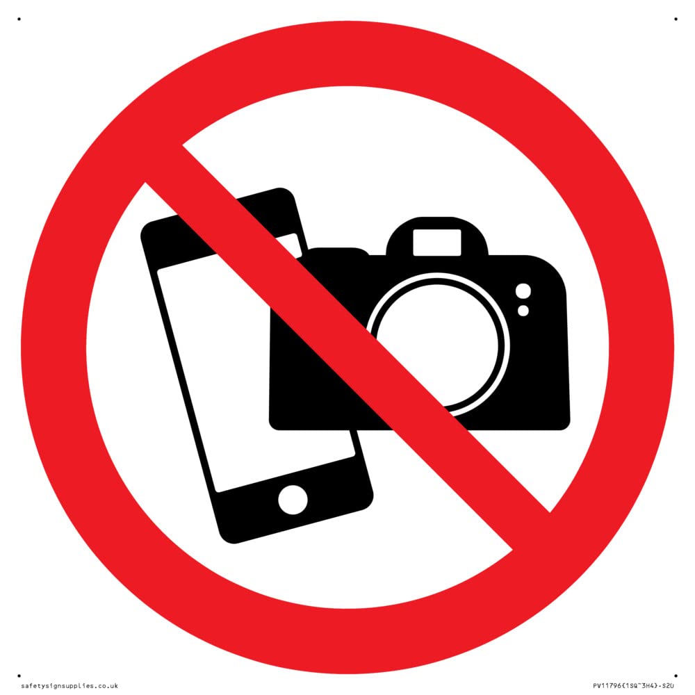 P932 Prohibition: No filming or photography Sign - 200x200mm - S20