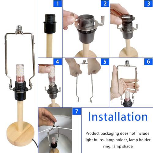Image of Lamp Shade Harp Holder for Spider Lampshade,7 /8 /9 /10 Inch Height Adjustable,3 /8 inch Standard Saddle,E14 /E26 /E27 Light Base UNO Fitter Adapter Converter,Lamp Kit and Parts,Lamp Harp (Silver)