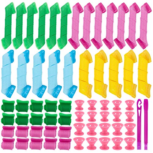 PH PandaHall 50pcs Hair Curlers Styling Kit, Heatless Wave Curls Magic Hair Rollers Spiral with 10pcs Hair Rollers 36pcs Hair Curlers 4pcs Styling Hooks for Long Short Curly Hair