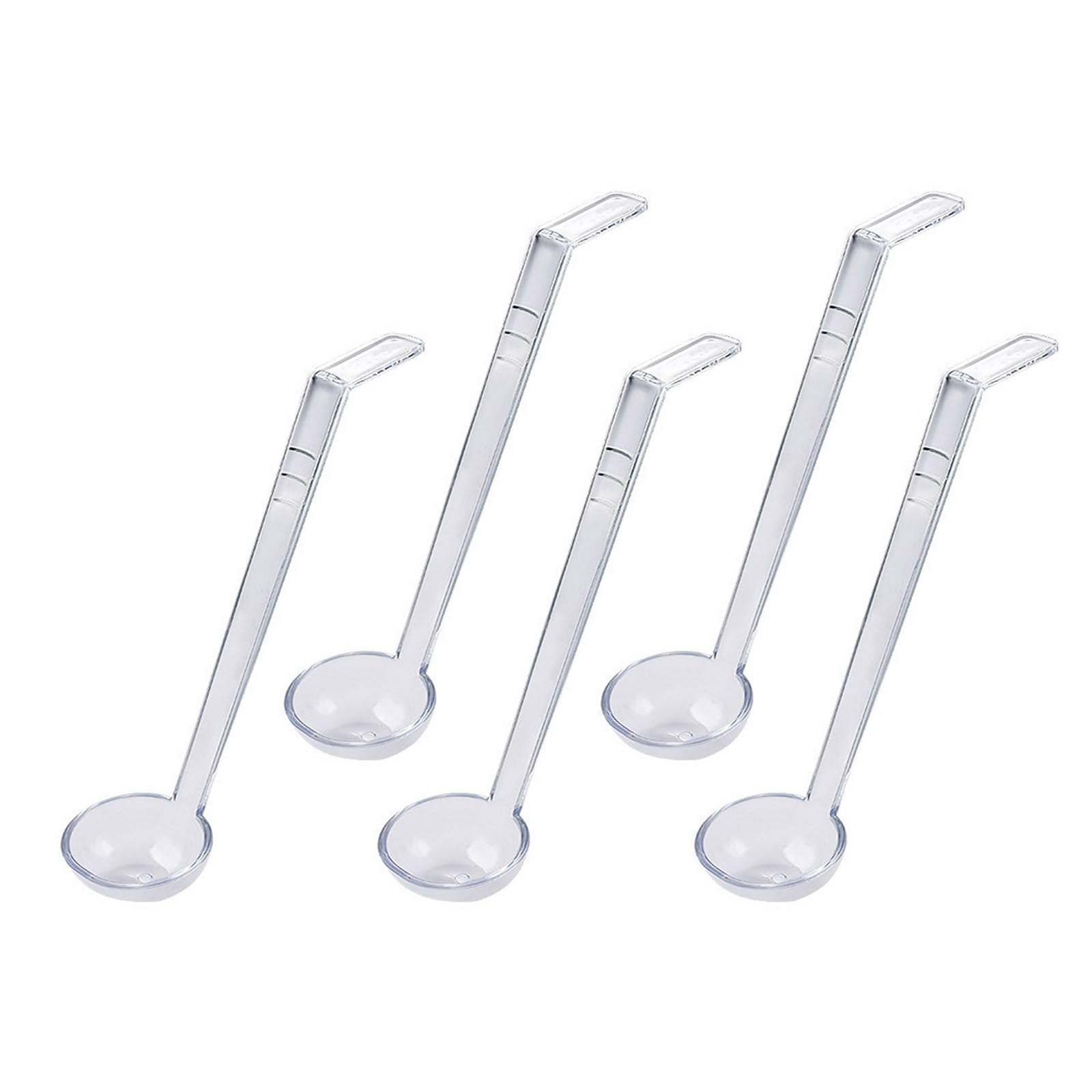 Kalttoy Of 5 Clear Serving Spoons Long Handle Banquets Serving Utensils for Cocktails Gravy Fruit Juices Clear Soup Ladle