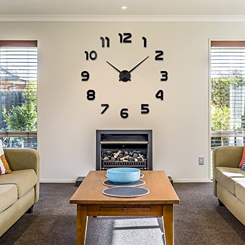 Niceguy Solutions DIY Wall Clock - Frameless 3D-Style Analog Timekeeper for Home, Living Room, Bedroom, Office - Battery-Powered Modern House Decoration - Silent Clock Decor with Number Sticker Decals