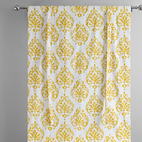 Hpd Half Price Drapes Printed Cotton Room Darkening Tie Up Curtains For Windows - 46 X 63 Roll Up Balloon Curtain For Living Room, Kitchen (1 Panel), Prct-Tud217-63, Sandlewood Gold #TOP5