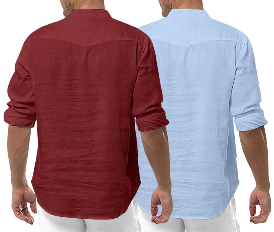 Image of ROYALSCOUT Men's Cotton Polyester Blend Solid Regular Fit Full Sleeve Short Kurta | Ethnic, Lightweight Summer Kurta for Daily & Occasion Use