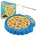 Haktoys Fishing Game Toy Set with Single-Layer Rotating Board | Now with Music On/Off Switch for Quiet Play | Includes 21 Fish and 4 Fishing Poles | Safe and Durable Gift for Toddlers and Kids
