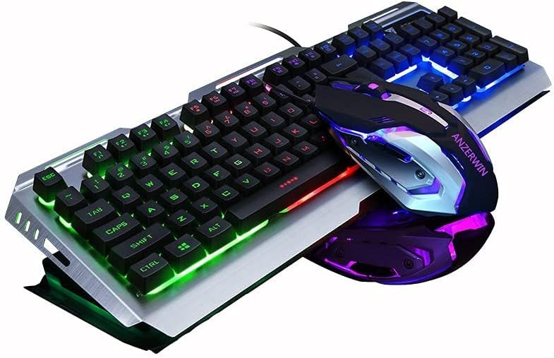 Smilee Gaming Keyboard and Mouse Combo Large Mouse Pad Mechanical Feel RGB Backlit 3200 DPI Mouse for Windows PC (Keyboard and Mouse Set) (Black RGB)