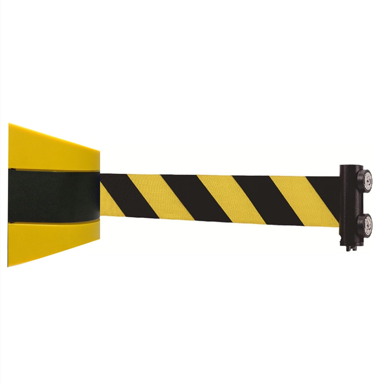 Tavkomco Magnetic Attraction Retractable Belt Barrier, with mounting Accessories,6.6/9.8/16.4FT Magnetic Wall Mount Safety Cordon Barrier,Queuing Safety Tape Cordon(A,5M/16.4FT)