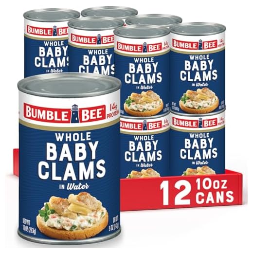 Bumble Bee Whole Baby Canned Clams, 10 oz Can (Pack of 12) - Ready to Eat - 13g Protein per Serving - Gluten Free