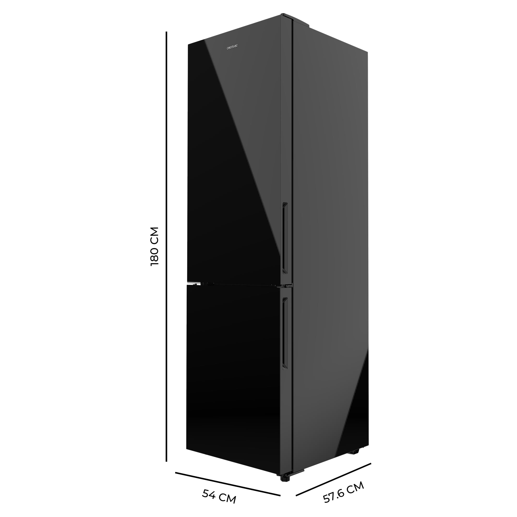 Cecotec Frigorífico Combi Bolero CoolMarket Combi 250 Dark E. Clase Energética E Frigorífico Combi Inox Oscuro 180X55Cm, 250L, No Frost, Multi Air Flow Y Cajón Humidity Box