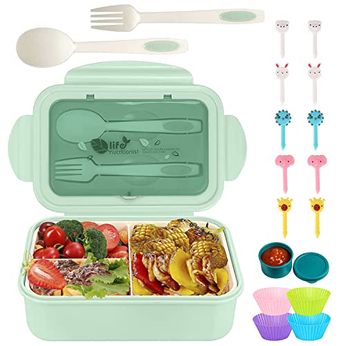 Opiniones de Topper con divisiones los más recomendados. 47 Bento Box, Fiambrera Lonchera para Adultos, Caja de Almuerzo de Estudiante,1400ml-4 Compartimentos, con Púas de Alimentos, Tazas para Tartas (Verde)