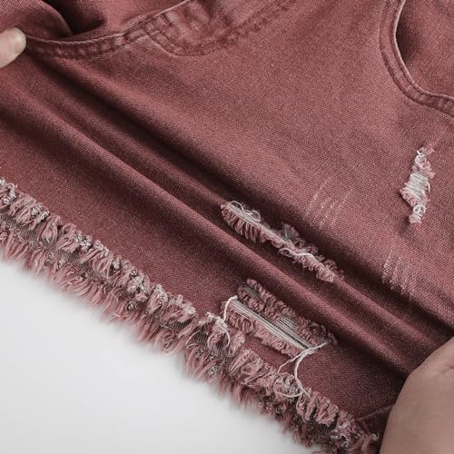 Image of THUNDER STAR Women Mid Rise Ripped Stretchy Jeans Shorts Frayed Raw Hem Casual Denim Shorts