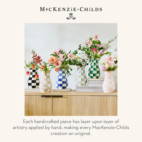 Image of MACKENZIE-CHILDS Enamel Tall Vase, Pink-and-White Rosy Check